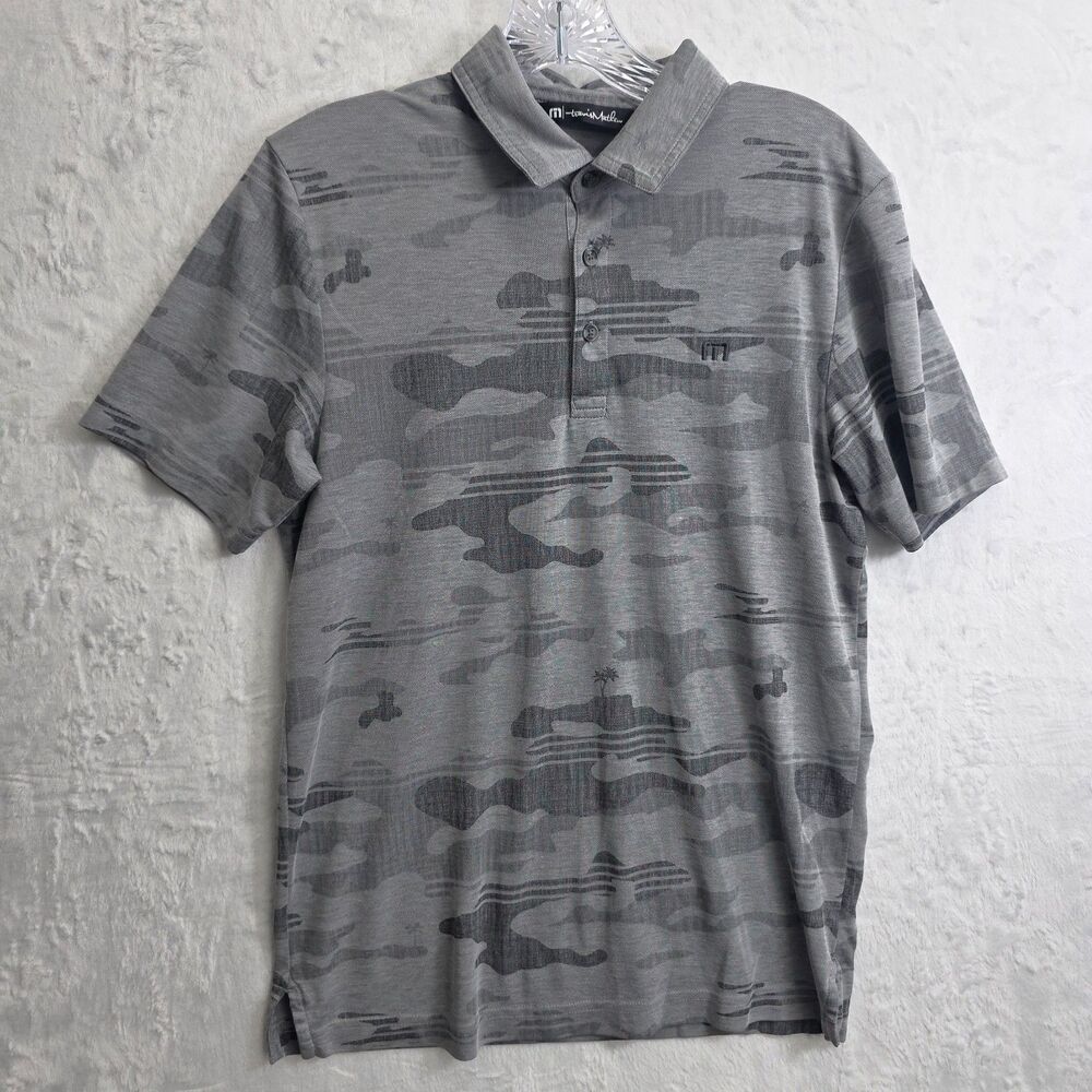 Travis Mathew Men's Gray Beachside Stealth Polo Size S